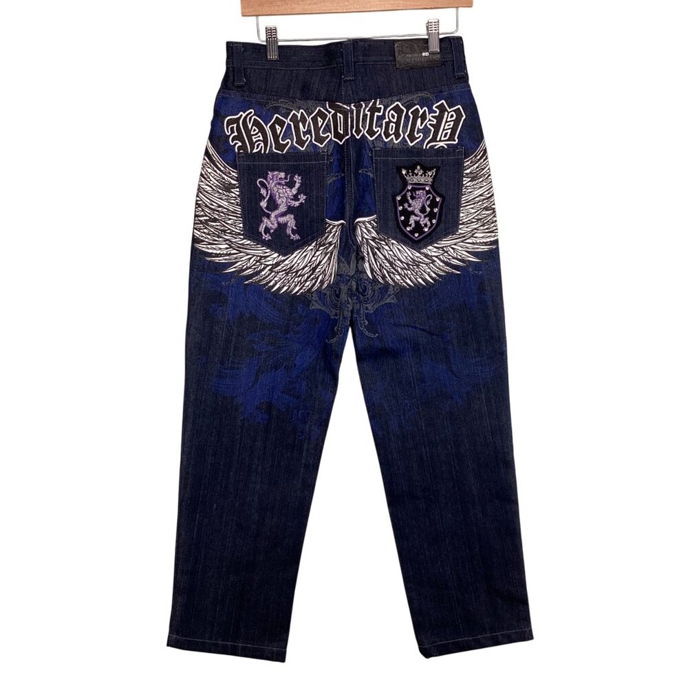 Raw Blue Premium Y2K Dark Denim Jeans‎ Size 16 Womens Vintage Baggy